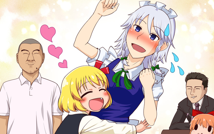 izayoi sakuya, rumia, ibuki suika, yamin, nadeko, and 3 more (touhou and 2 more) drawn by heisotsu_(ryofu)
