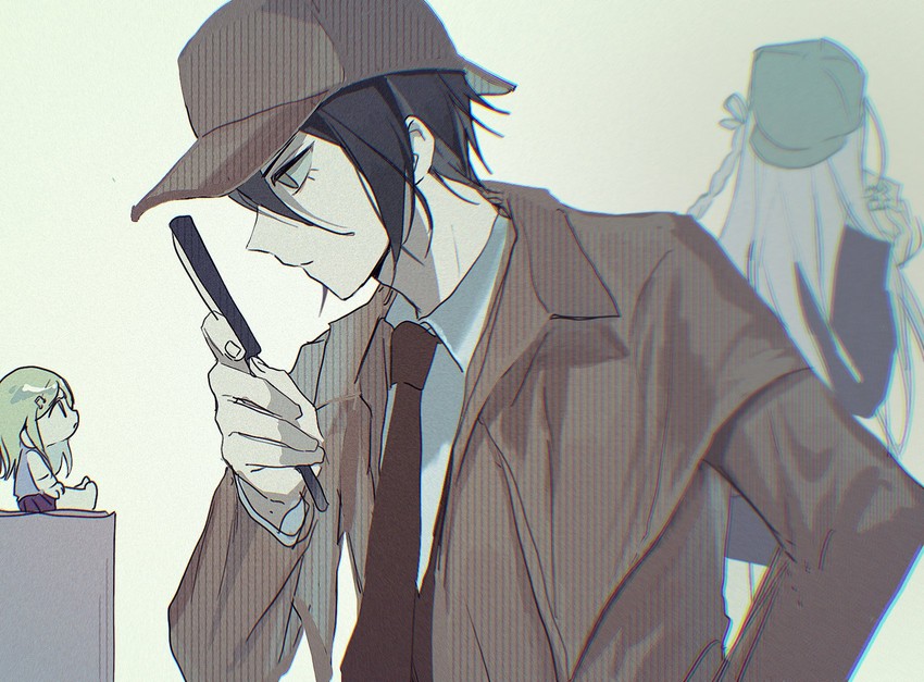 saihara shuichi, akamatsu kaede, and kirigiri kyoko (danganronpa and 2 more) drawn by gatobau