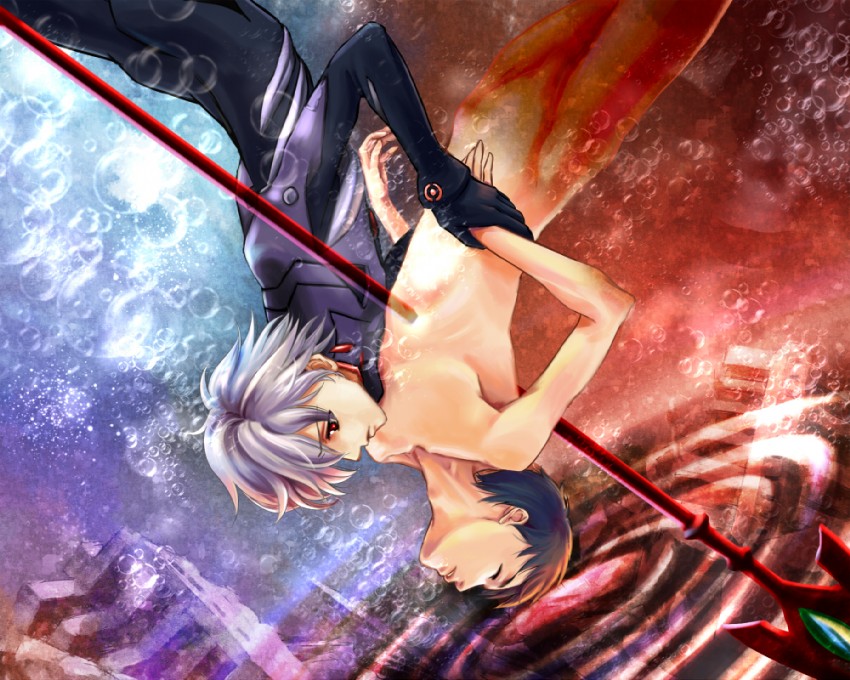 ikari shinji and nagisa kaworu (neon genesis evangelion and 2 more) drawn by nekokusa