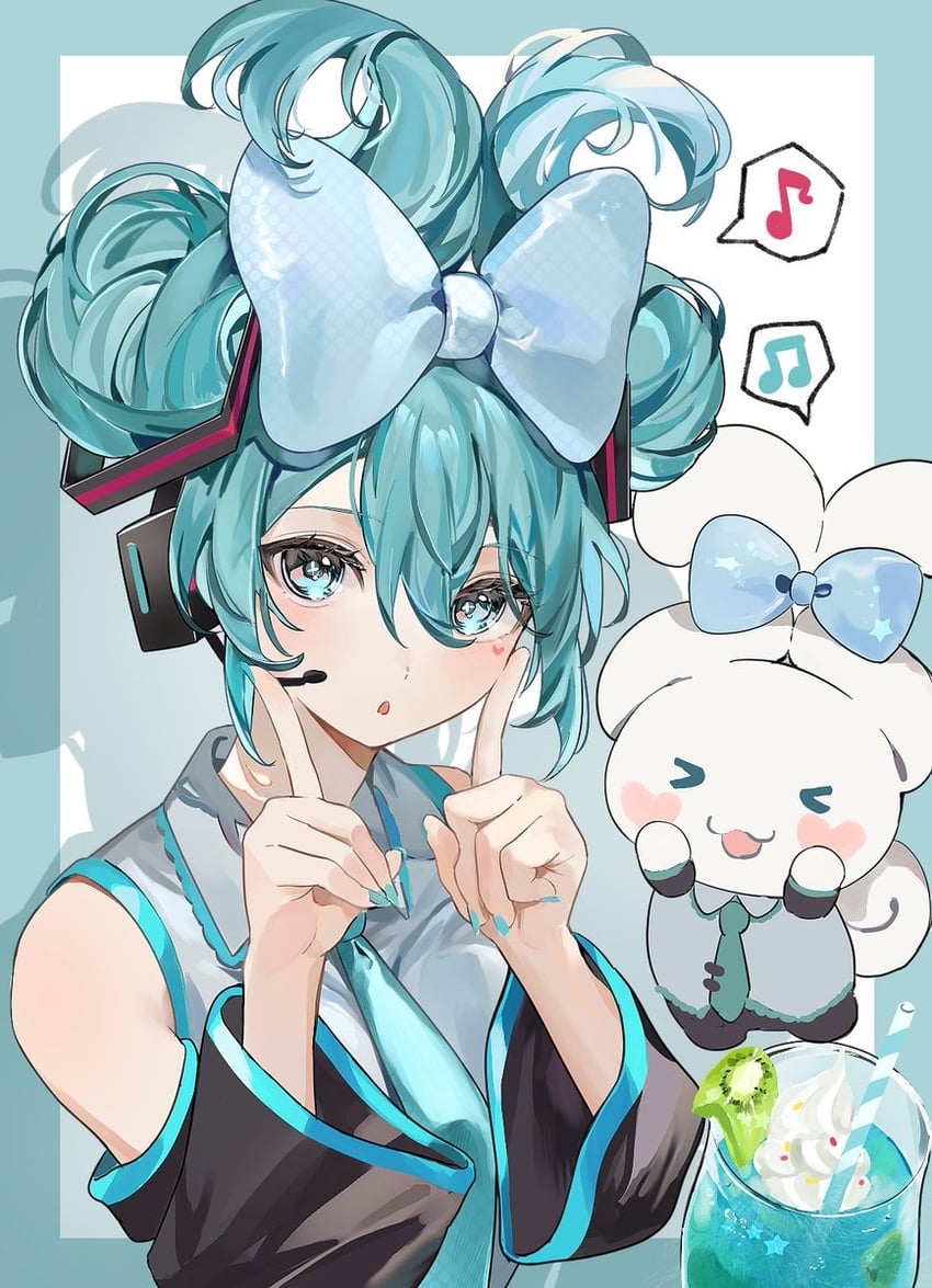 hatsune miku, cinnamoroll, and cinnamiku (vocaloid and 2 more) drawn by mikanoisi