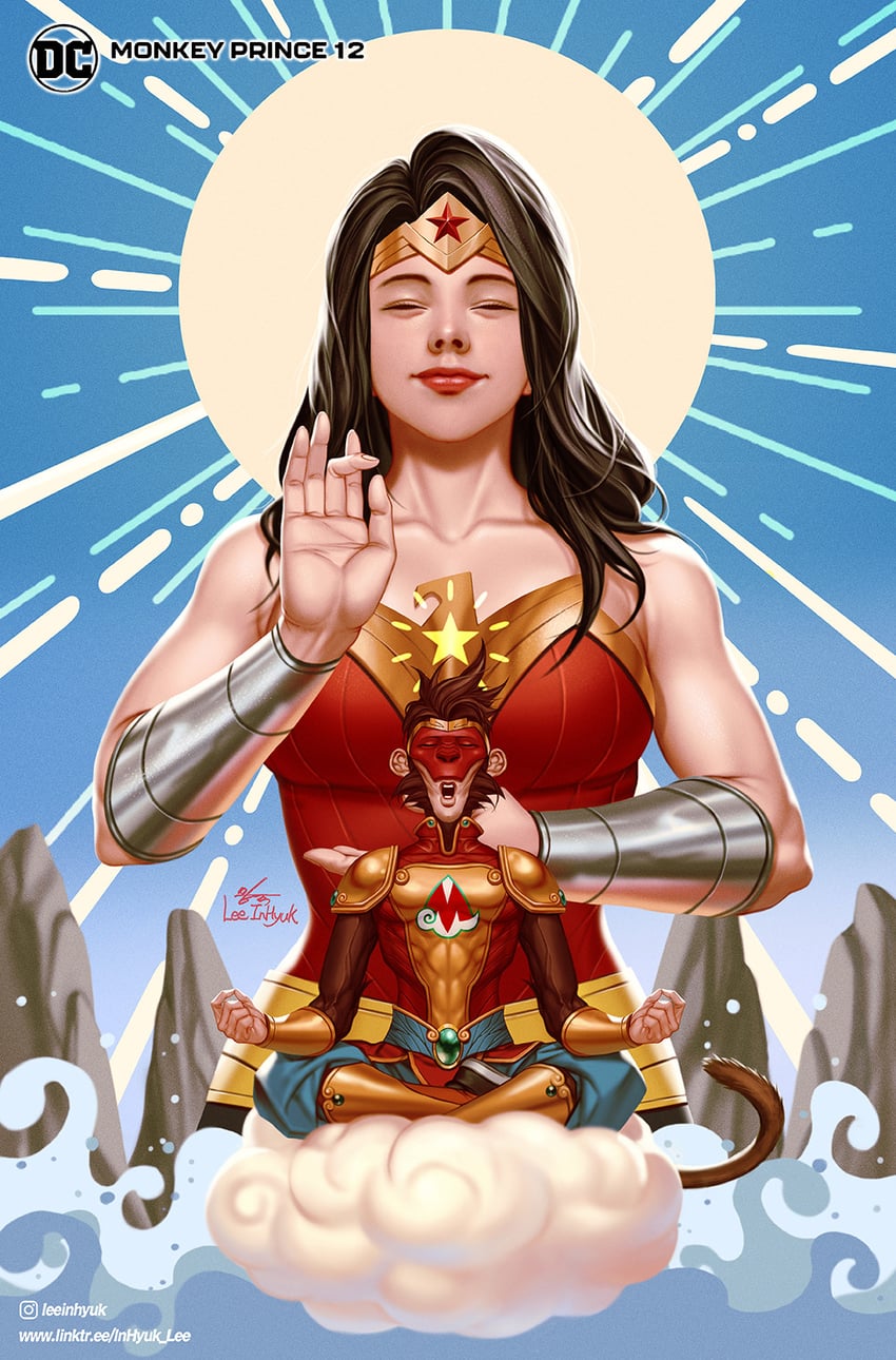 wonder woman and monkey prince (dc comics) drawn by in-hyuk_lee