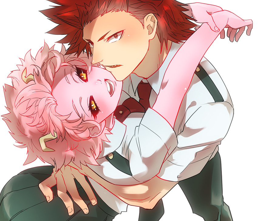 ashido mina and kirishima eijiro (boku no hero academia) drawn by hanazawa