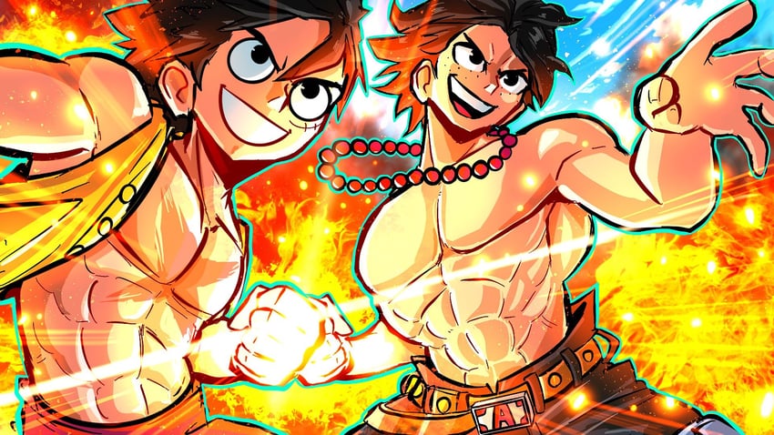 monkey d. luffy and portgas d. ace (one piece) drawn by sonchapo