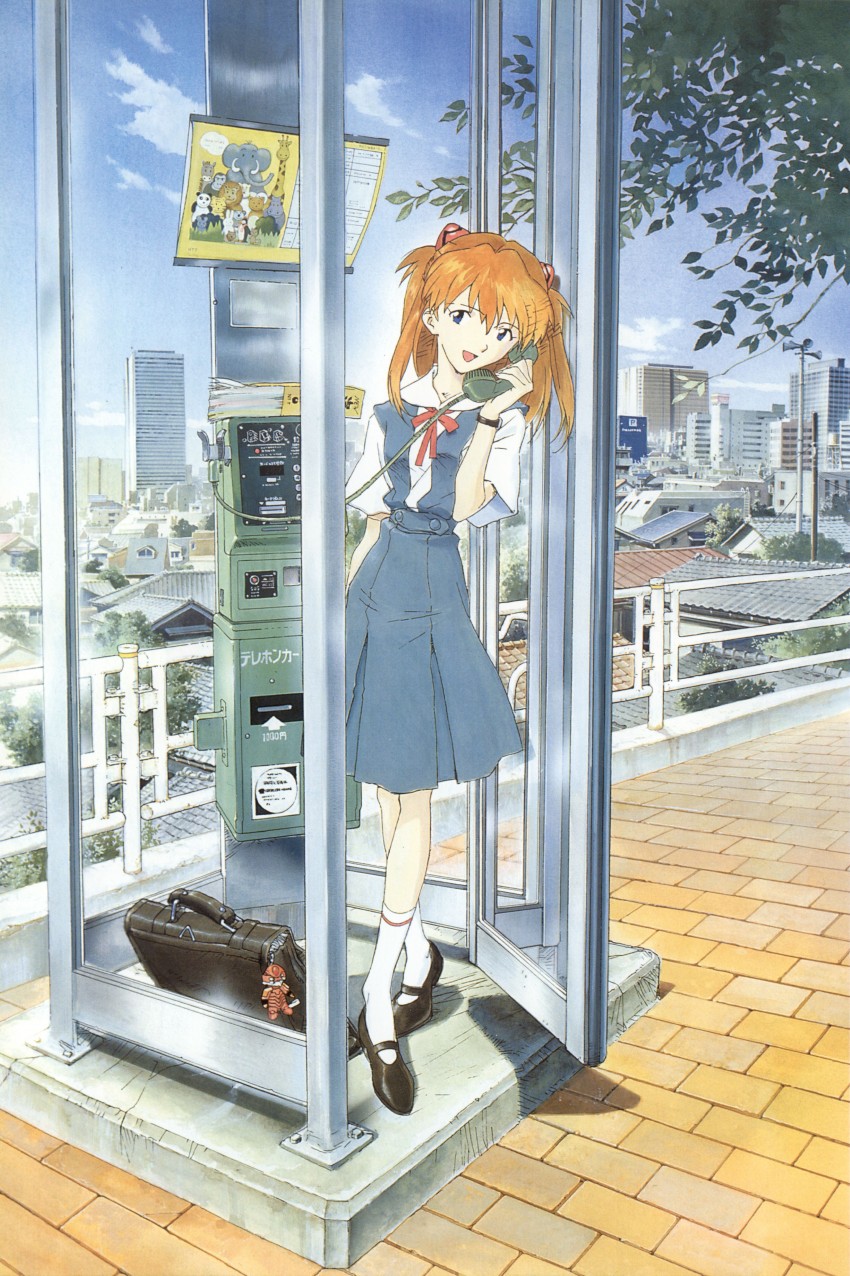 souryuu asuka langley and eva 02 (neon genesis evangelion) drawn by honda_takeshi