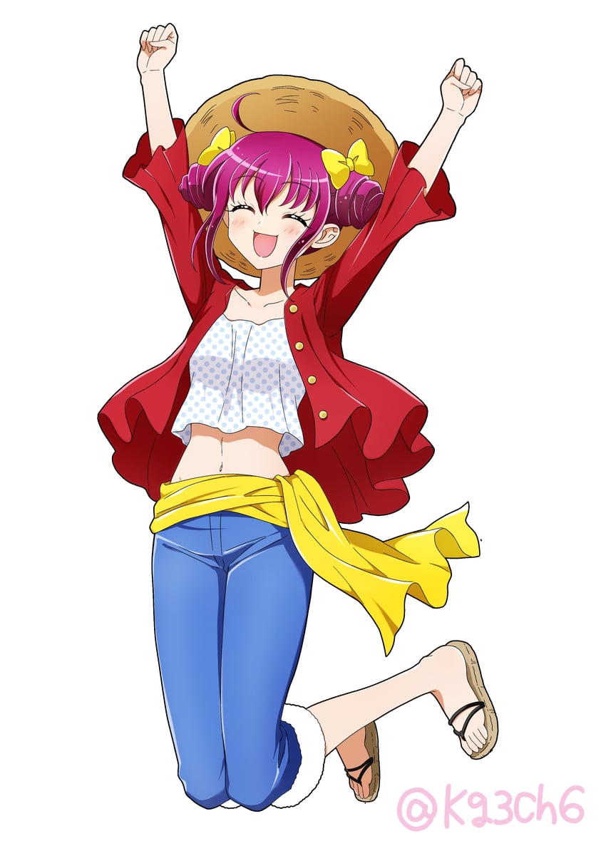 monkey d. luffy and hoshizora miyuki (precure and 2 more) drawn by kagami_chihiro