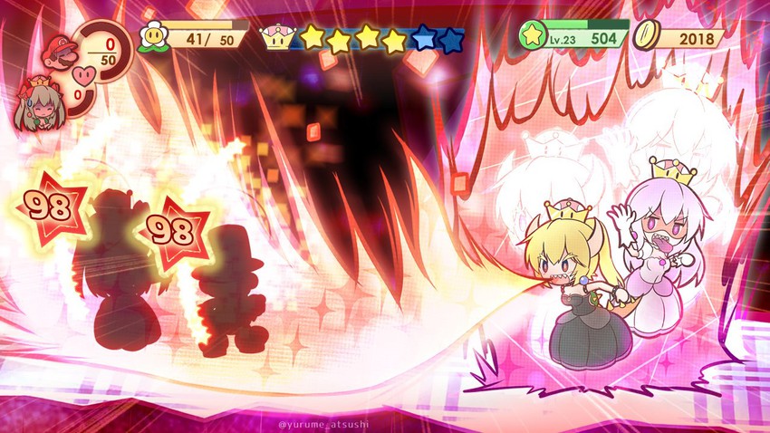 mario, bowsette, princess king boo, paper mario, and princess bow (mario and 5 more) drawn by yurume_atsushi
