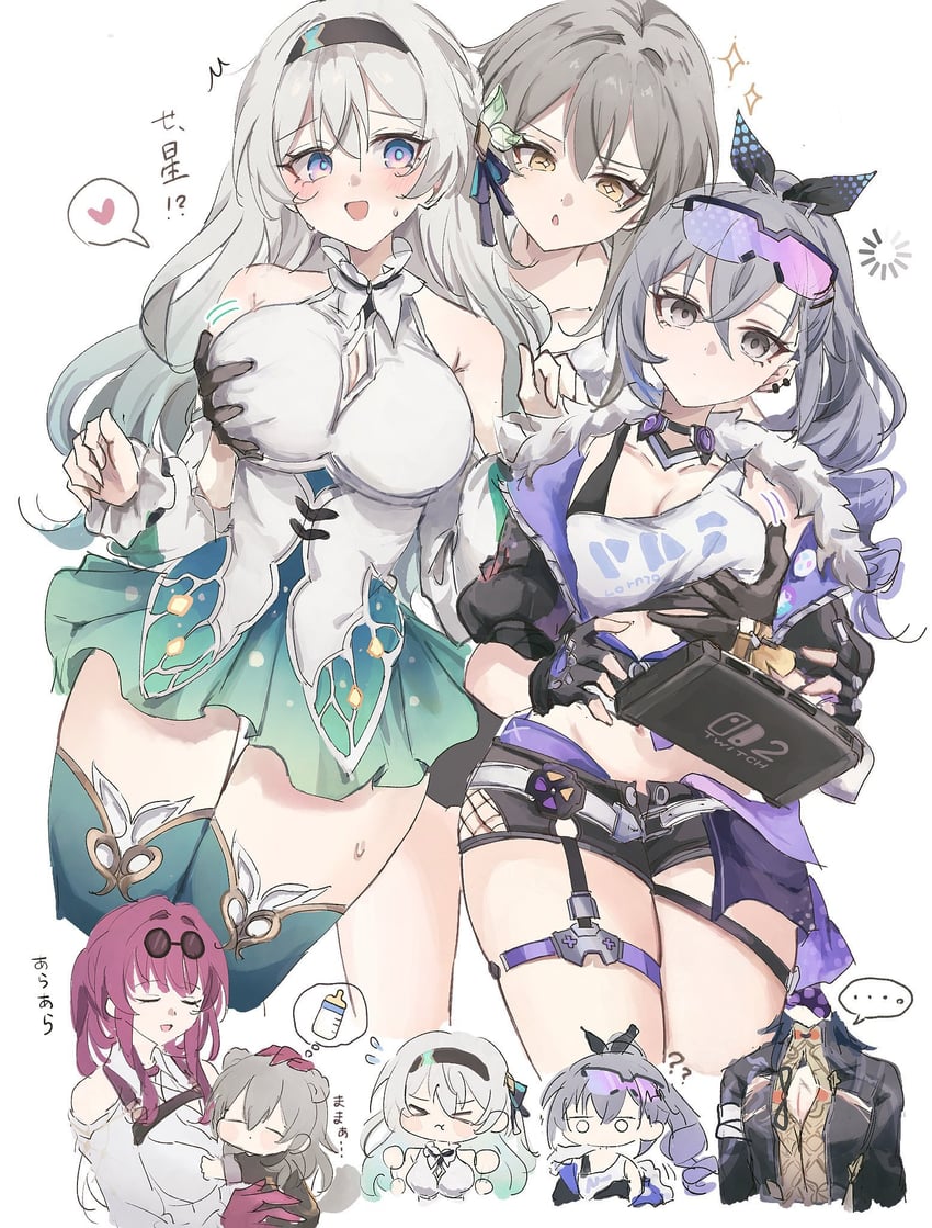 trailblazer, firefly, stelle, kafka, silver wolf, and 1 more (honkai and 1 more) drawn by pe_eee00