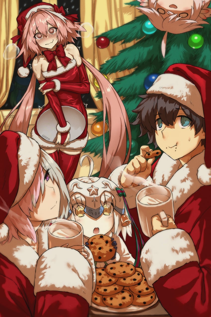 mash kyrielight, fujimaru ritsuka, astolfo, and jeanne d'arc alter santa lily (fate and 1 more) drawn by haraya_manawari