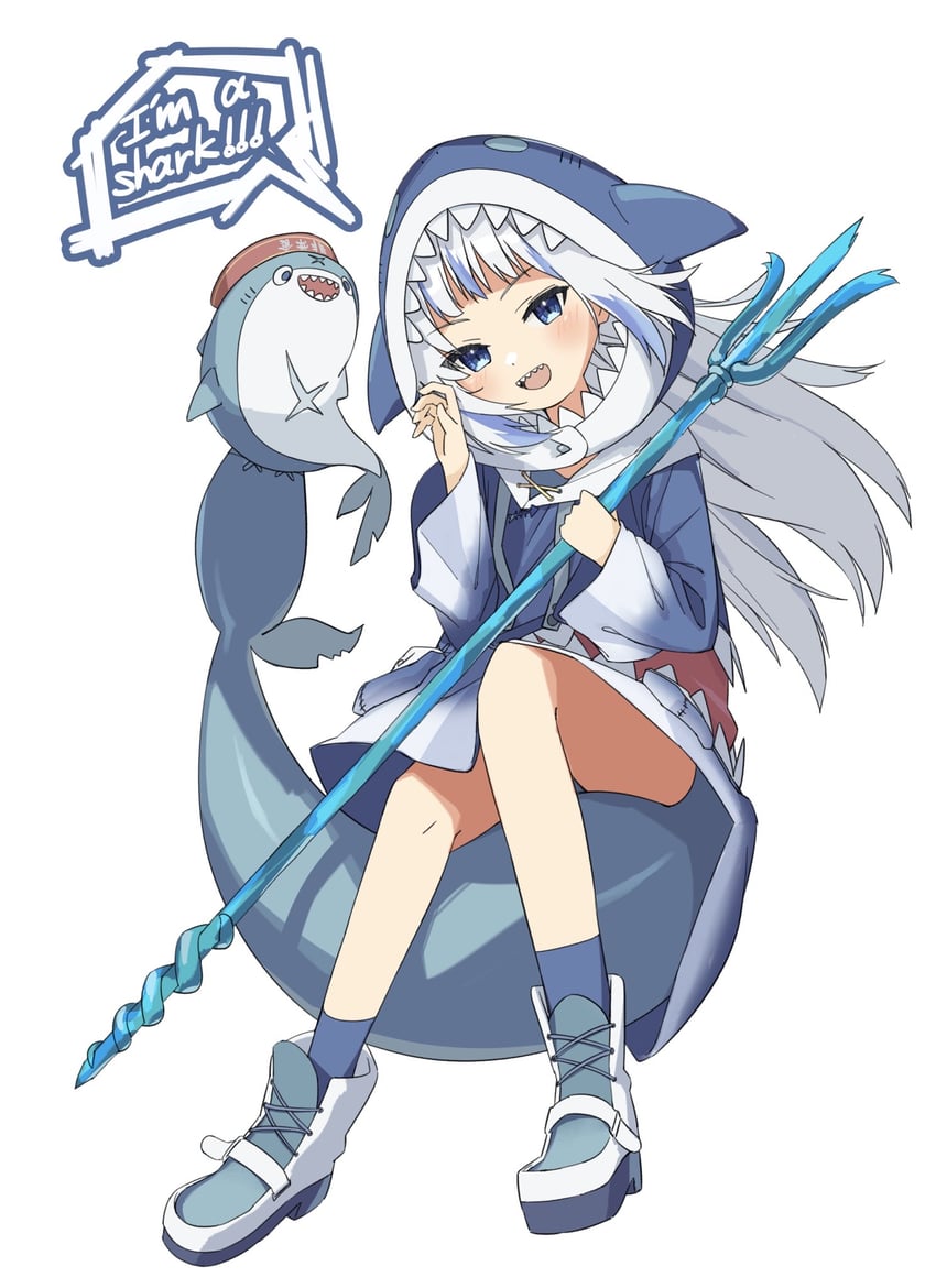 gawr gura and bloop (hololive and 1 more) drawn by okarin_(tennisofoka)