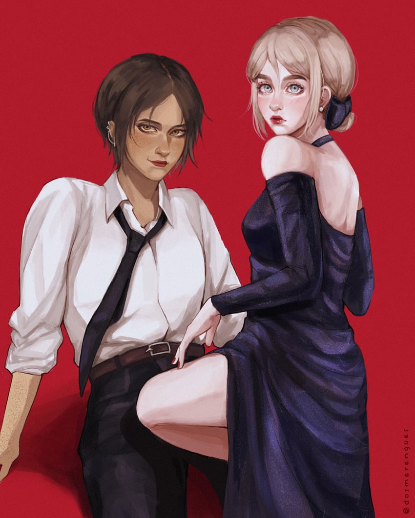 krista lenz and ymir (shingeki no kyojin) drawn by dosmerengues