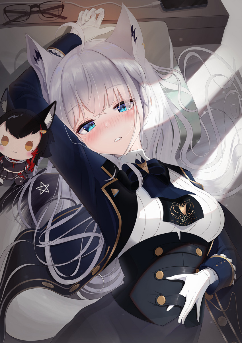 shirakami fubuki and ookami mio (hololive) drawn by tojo_aoi