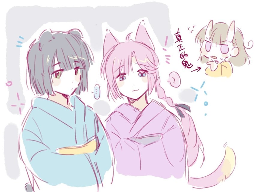 momose ginko, anyoji hime, and kachimachi kosuzu (love live! and 1 more) drawn by woodonly