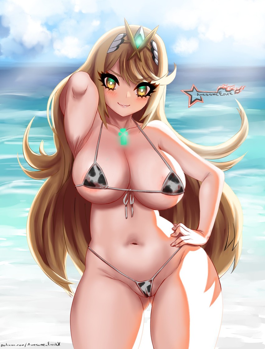 mythra (xenoblade chronicles and 1 more) drawn by awesomeerix