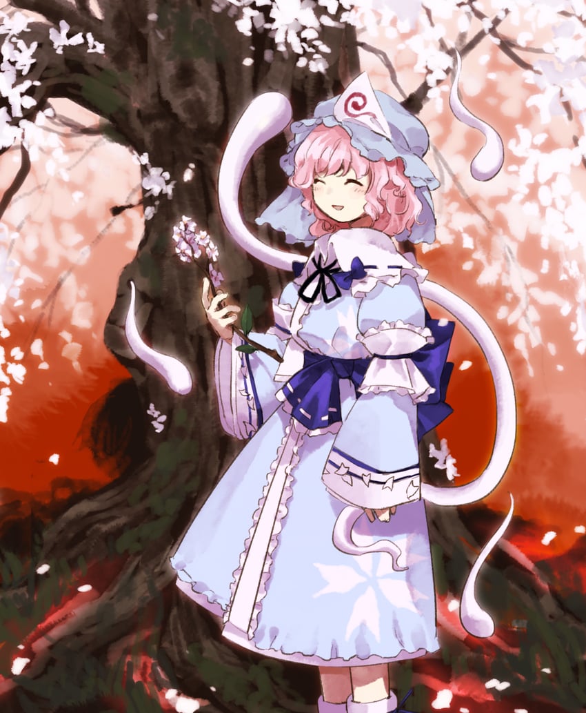 saigyouji yuyuko and saigyou ayakashi (touhou) drawn by kaigen_1025