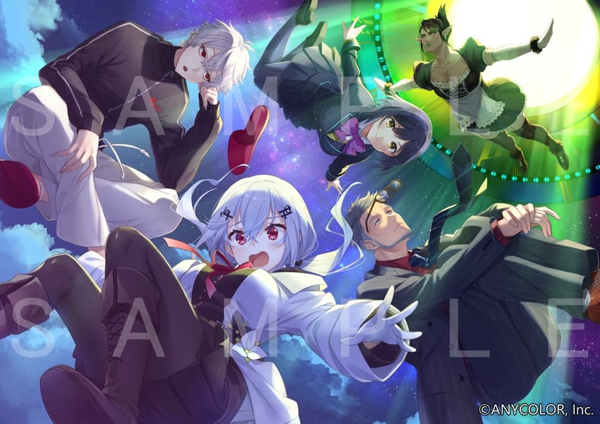 shizuka rin, hakase fuyuki, kuzuha, hanabatake chaika, and maimoto keisuke (nijisanji) drawn by miya_(ete)