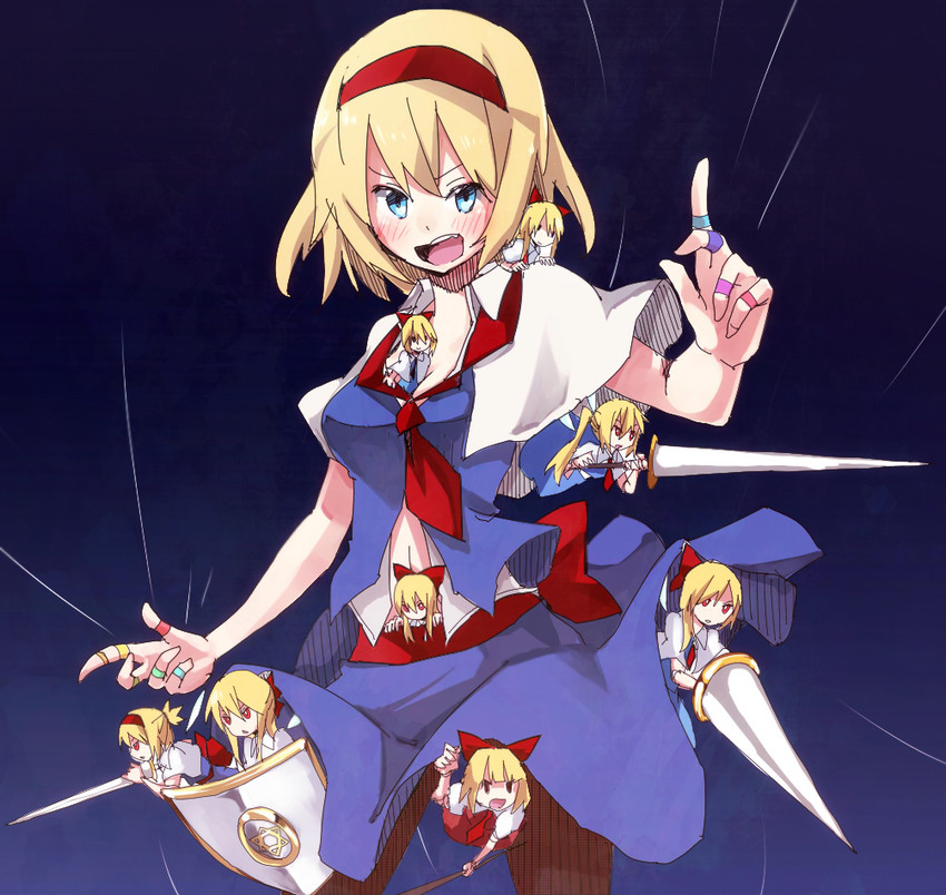alice margatroid, shanghai doll, and hourai doll (touhou) drawn by shiroshi_(denpa_eshidan)