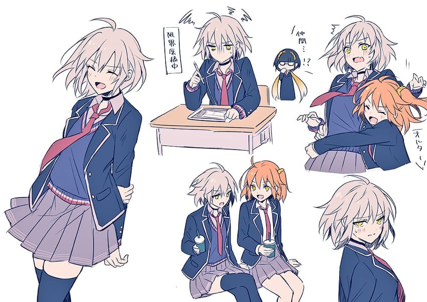 fujimaru ritsuka, jeanne d'arc alter, osakabehime, and osakabe himeko (fate and 1 more) drawn by pom59702