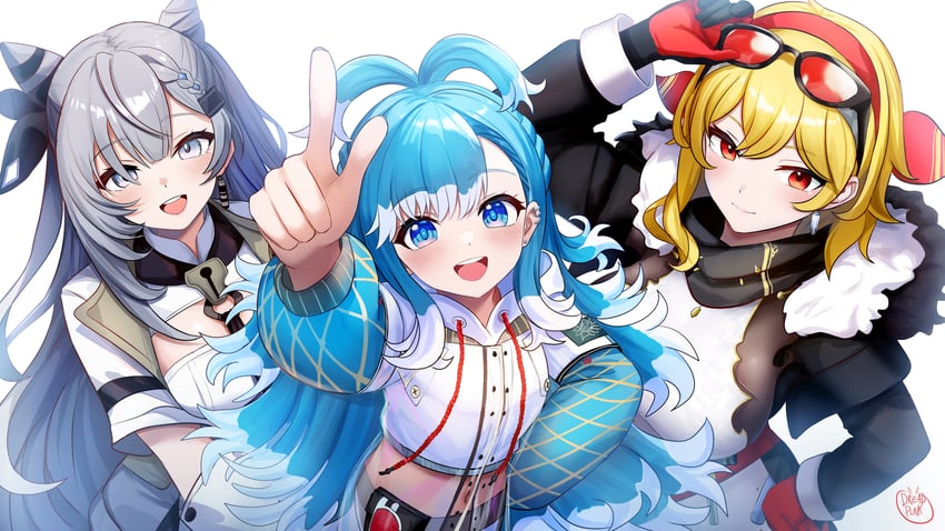 kaela kovalskia, kobo kanaeru, and vestia zeta (hololive and 1 more) drawn by dreadpunk