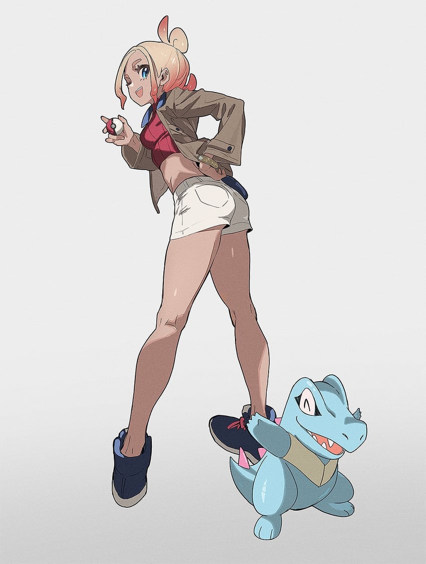 totodile and taunie (pokemon and 1 more) drawn by daniel_deng
