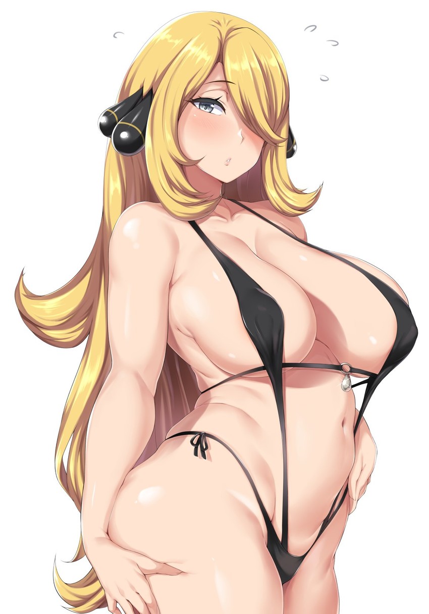 cynthia (pokemon and 1 more) drawn by moisture_(chichi)