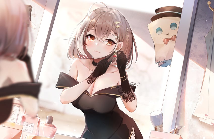 nanashi mumei and friend (hololive and 1 more) drawn by elphe