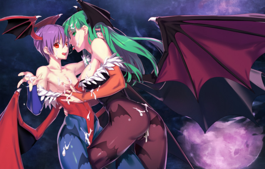 morrigan aensland and lilith (darkstalkers) drawn by kawakami_rokkaku
