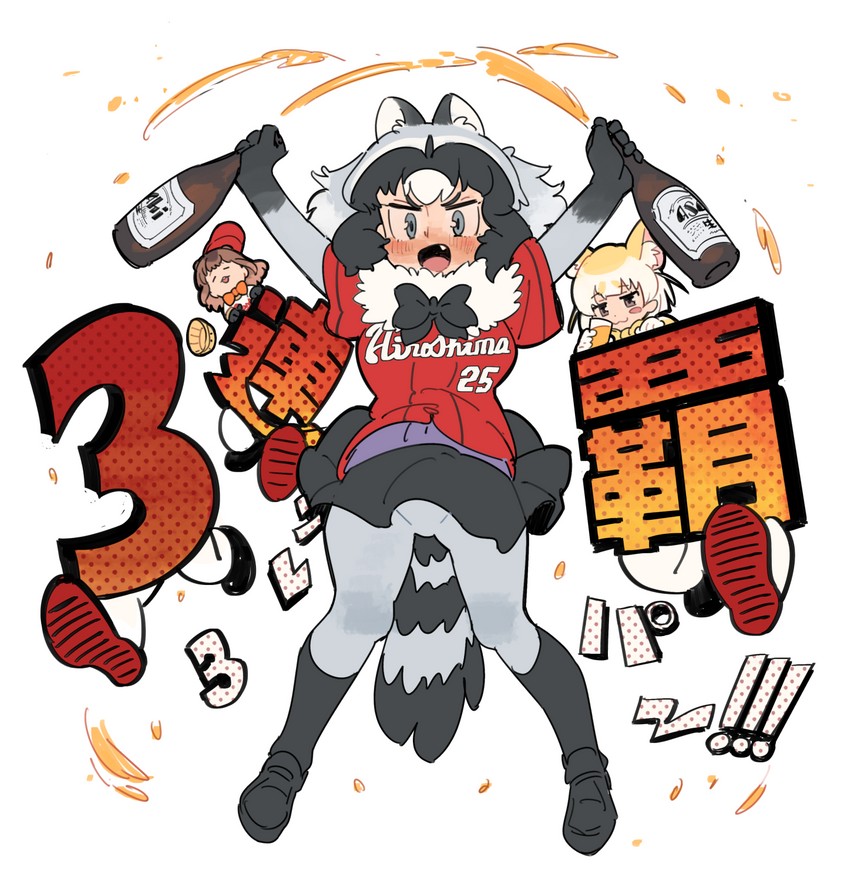 common raccoon, fennec, and capybara (kemono friends and 1 more) drawn by nishiki_kazue