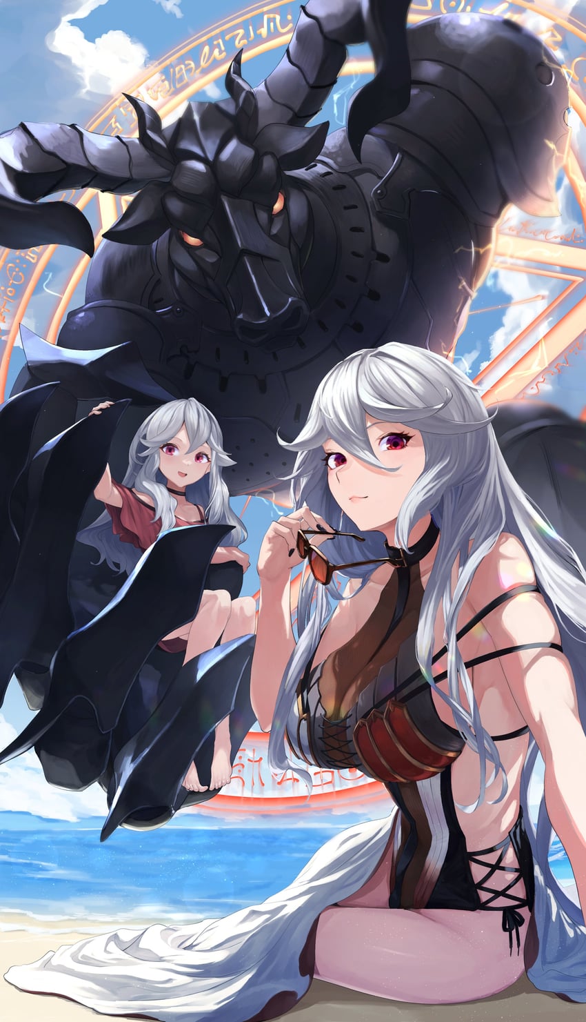 magisa, morax, and magisa (summer) granblue fantasy (granblue fantasy) drawn by blacktail_hihi