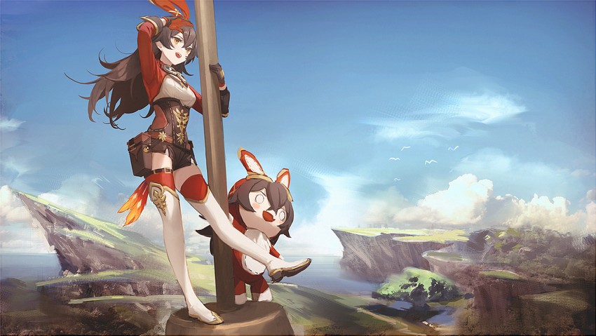 amber and baron bunny (genshin impact) drawn by hara_shoutarou