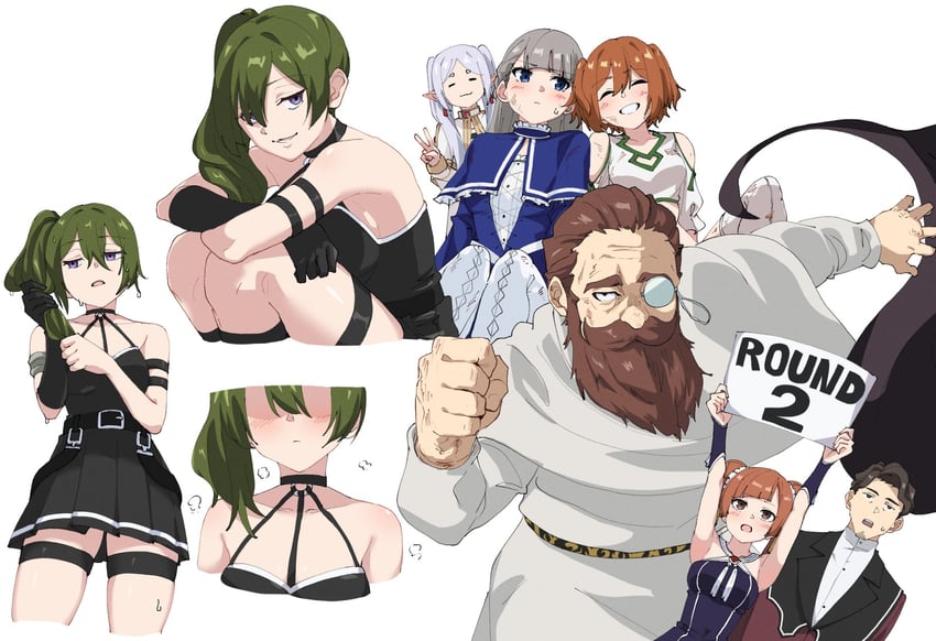 frieren, ubel, lawine, kanne, laufen, and 2 more (sousou no frieren) drawn by momomatang
