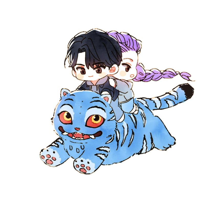 rumi, jinu, and derpy (kpop demon hunters) drawn by bombom_asa