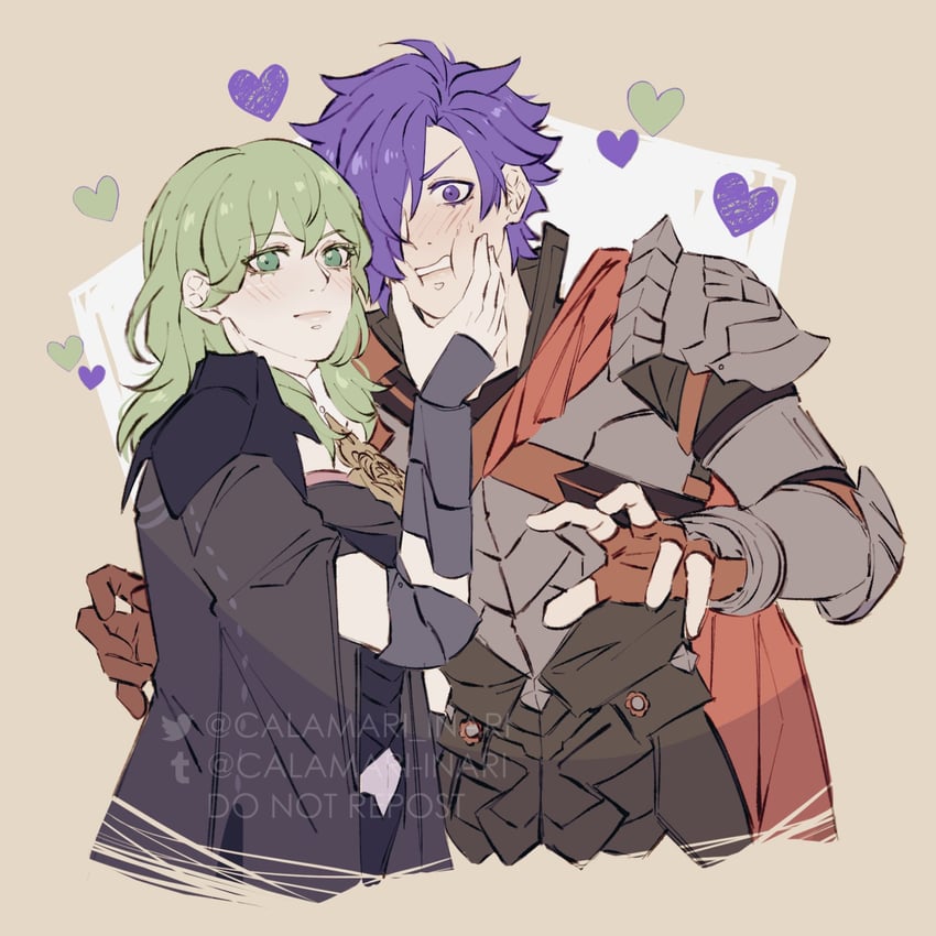 female byleth and male shez (fire emblem and 2 more) drawn by aimaru