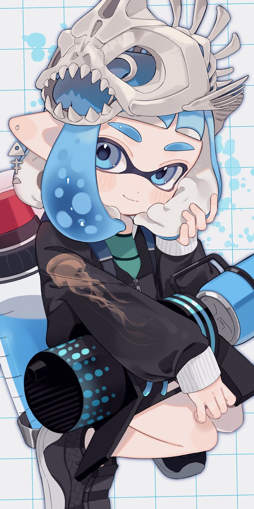 inkling player character and inkling girl (splatoon) drawn by sabata_saba