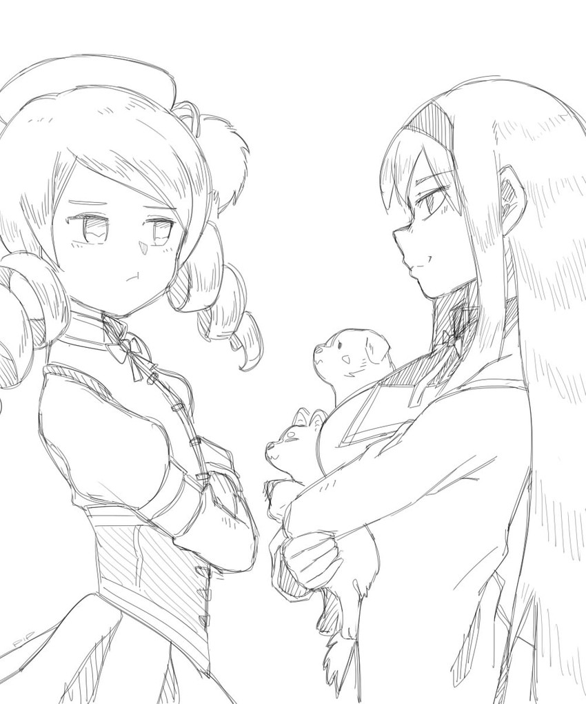 akemi homura and tomoe mami (mahou shoujo madoka magica) drawn by pip_(4chan)