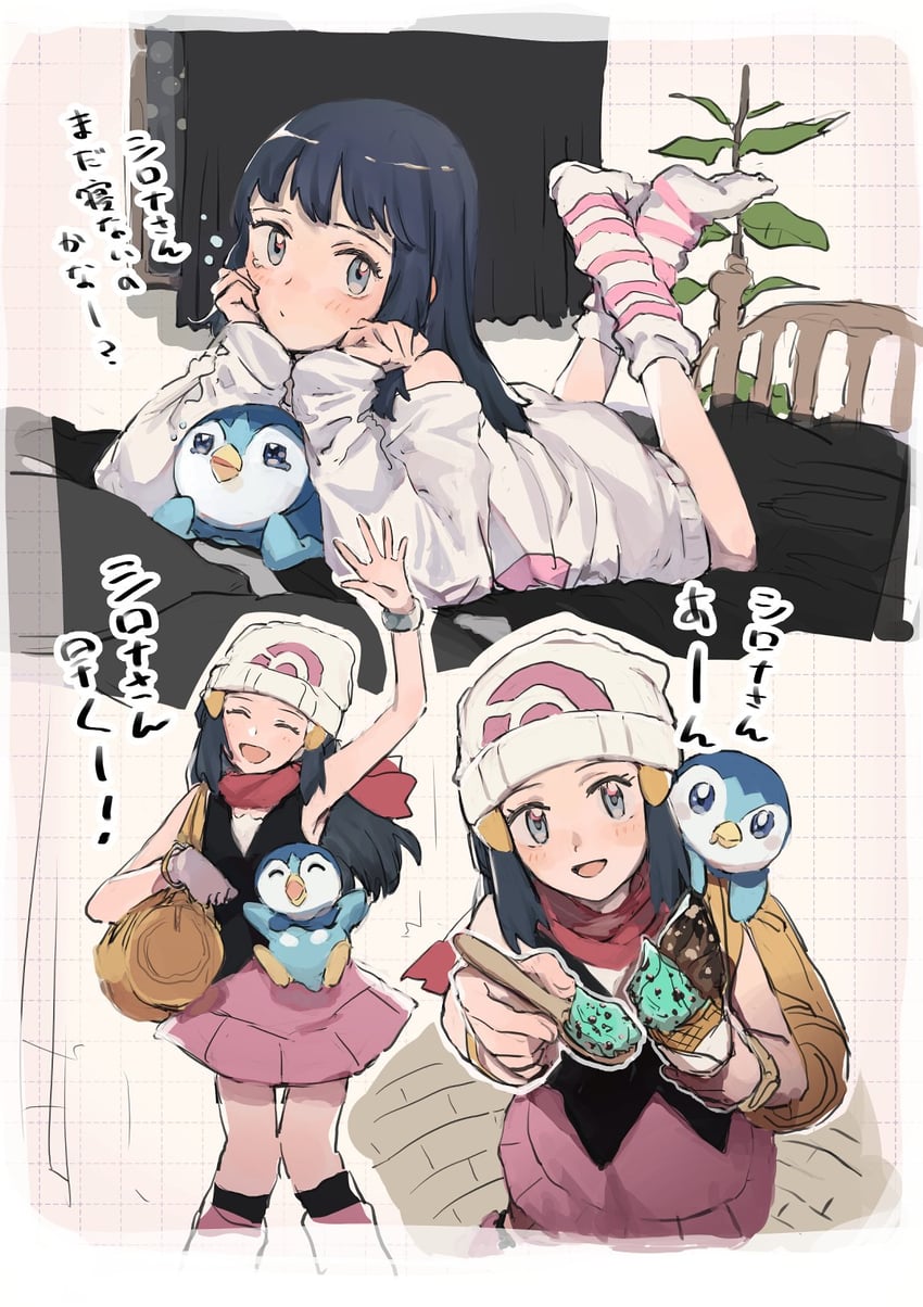 dawn and piplup (pokemon and 1 more) drawn by chikiso