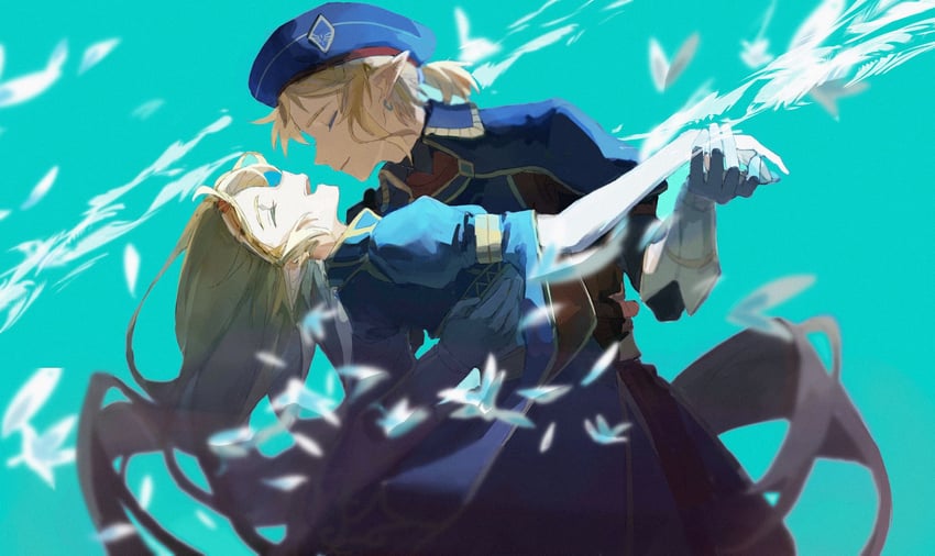 link and princess zelda (the legend of zelda and 1 more) drawn by ji_yuyun