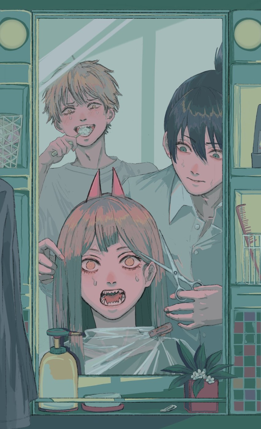 power, denji, and hayakawa aki (chainsaw man) drawn by 4gu07se