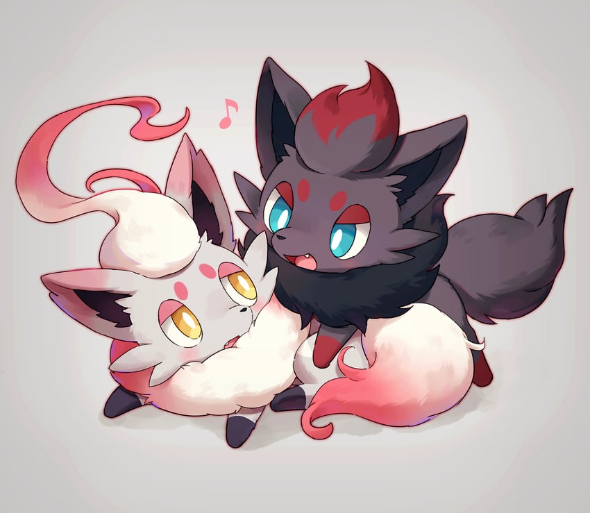 zorua and hisuian zorua (pokemon) drawn by kaminokefusa