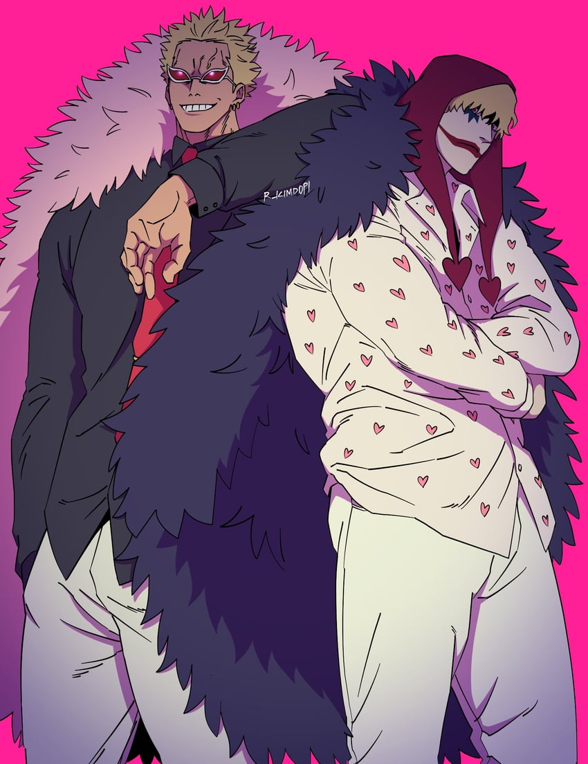 donquixote doflamingo and donquixote rocinante (one piece) drawn by balnom