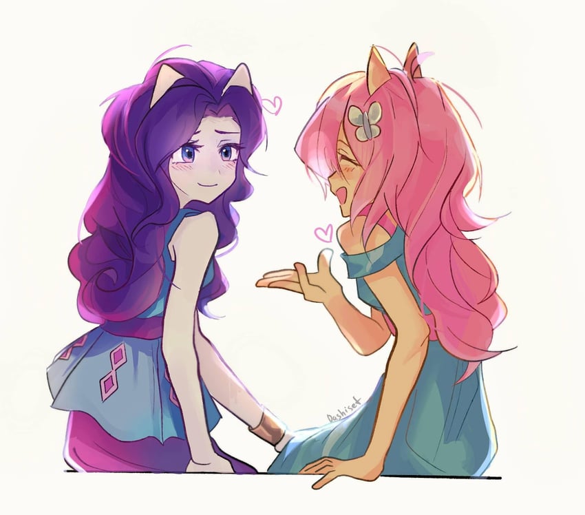 fluttershy and rarity (my little pony and 2 more) drawn by anuyami