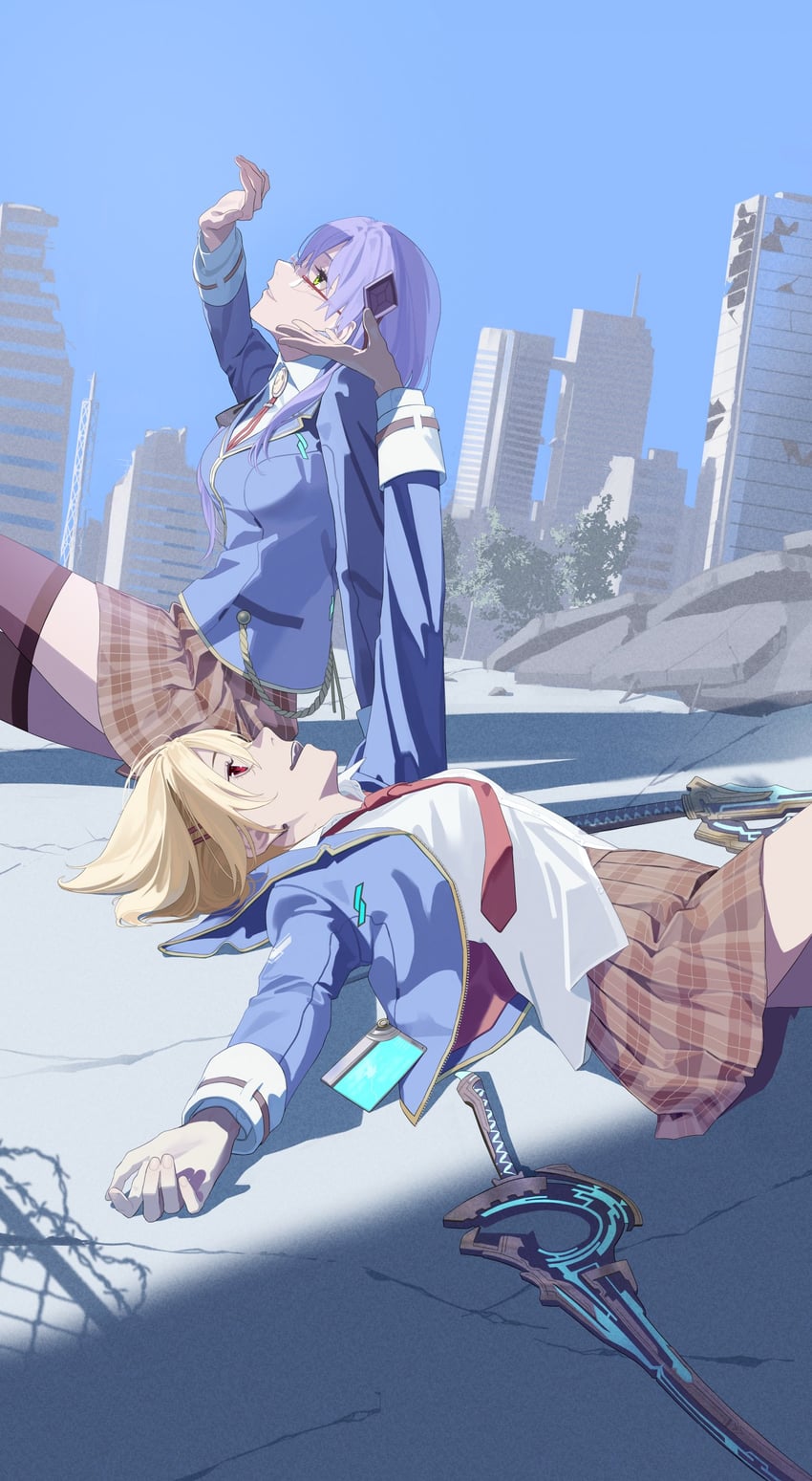 kayamori ruka and izumi yuki (heaven burns red) drawn by yama0109