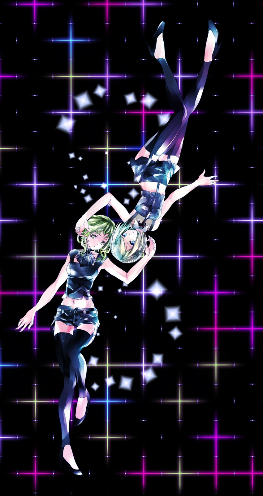 kagamine rin and gumi (vocaloid and 1 more) drawn by ebisu_kana