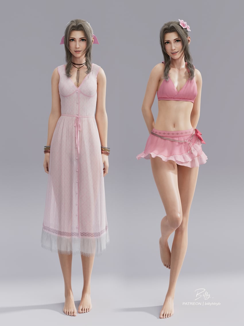 aerith gainsborough (final fantasy and 3 more) drawn by billyhhyb