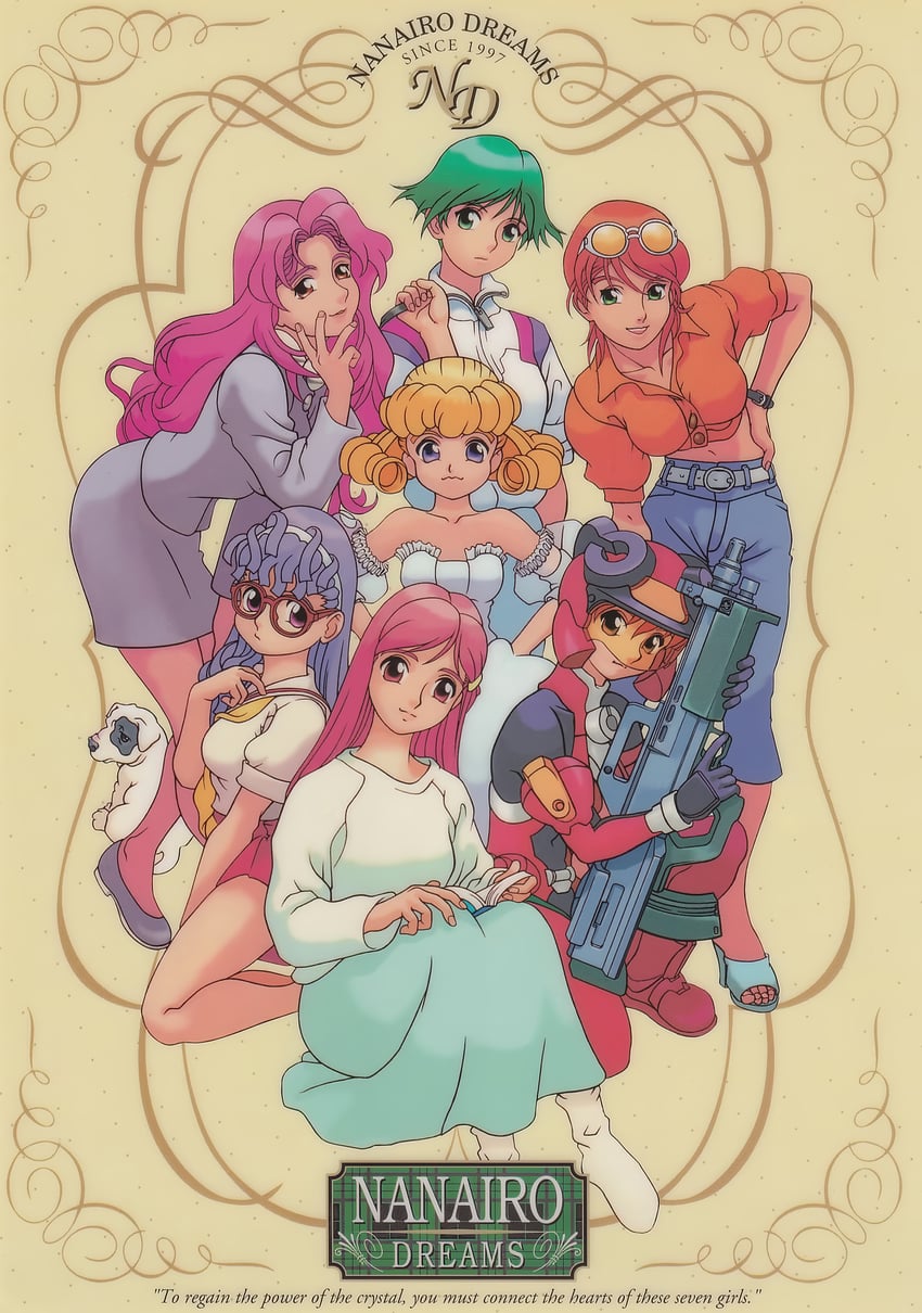 omokane saki, shiozaki kumiko, charlette, charlotte, megumi moritsugu, and 2 more (quiz nanairo dreams) drawn by ikeno_daigo