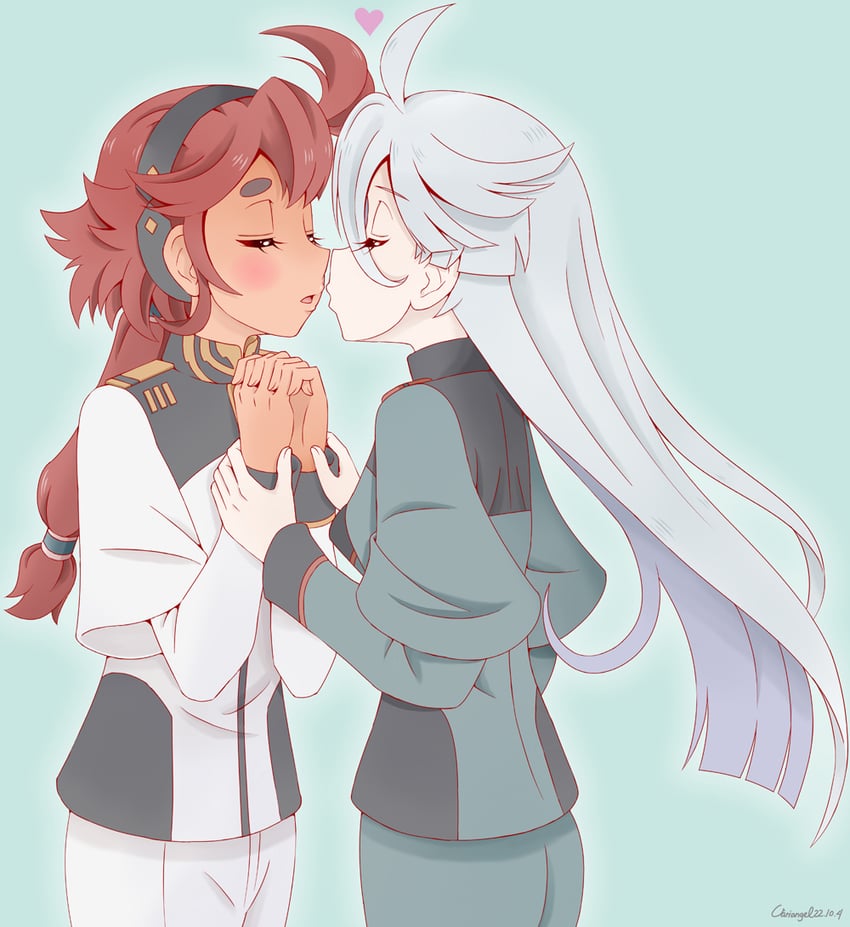 suletta mercury and miorine rembran (gundam and 1 more) drawn by variangel
