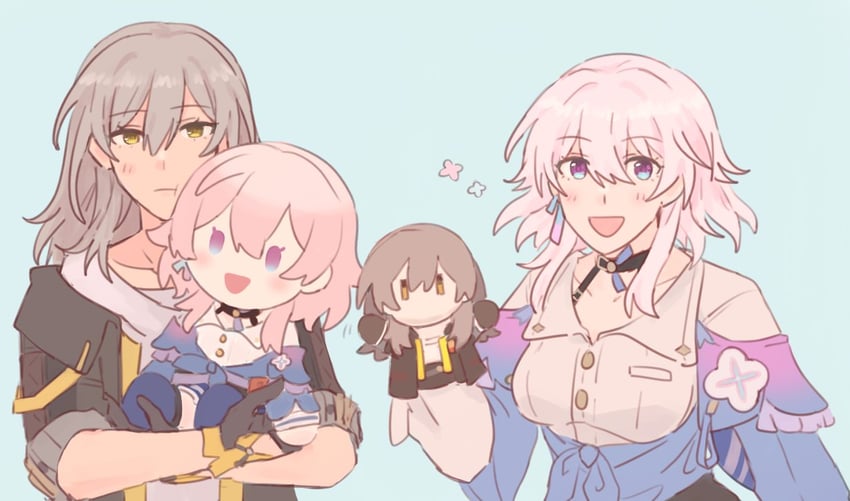 trailblazer, stelle, and march 7th (honkai and 1 more) drawn by dh_t23