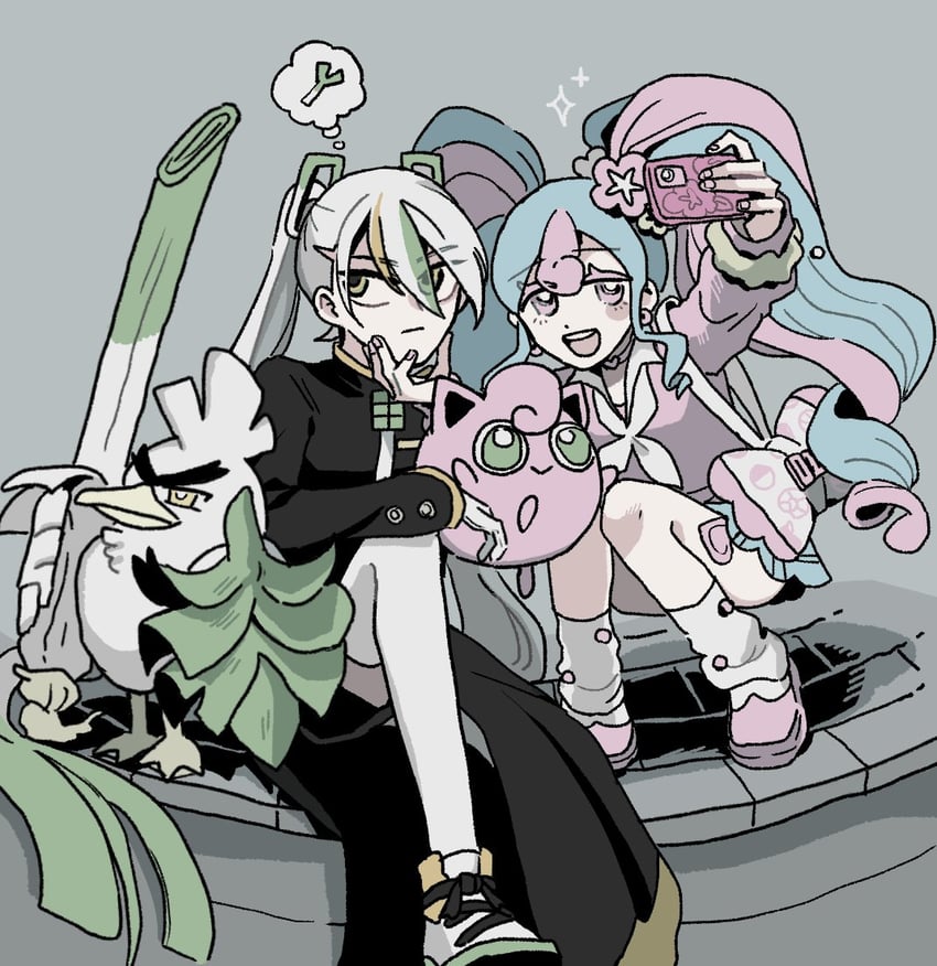 hatsune miku, jigglypuff, sirfetch'd, fairy miku, and fighting miku (pokemon and 2 more) drawn by ohayo_0606