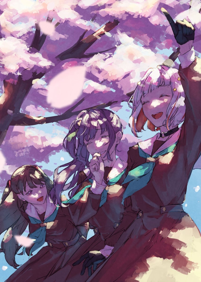 fujishima megumi, otomune kozue, and yugiri tsuzuri (love live! and 1 more) drawn by saidamoosu