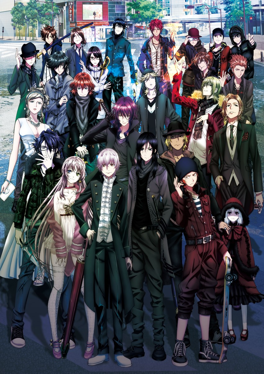 fushimi saruhiko, yata misaki, kushina anna, awashima seri, neko, and 17 more (k-project) drawn by fujishima_kosuke