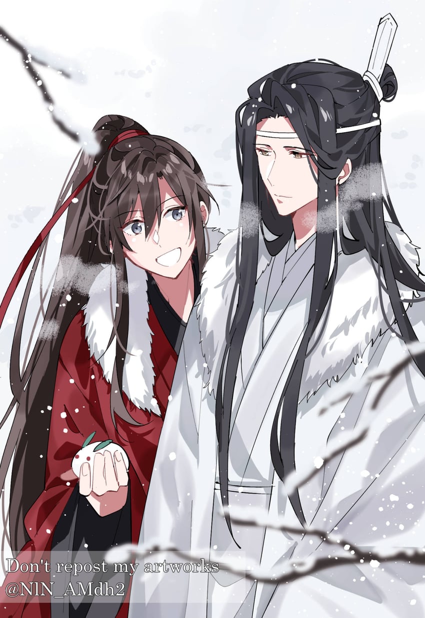 wei wuxian and lan wangji (modao zushi) drawn by hyottokoane